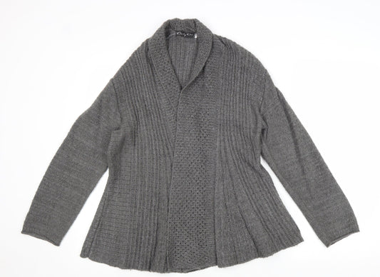One by One Womens Grey V-Neck Acrylic Cardigan Jumper Size S