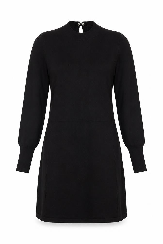 Oasis Womens Black Camel A-Line Size S Round Neck Button