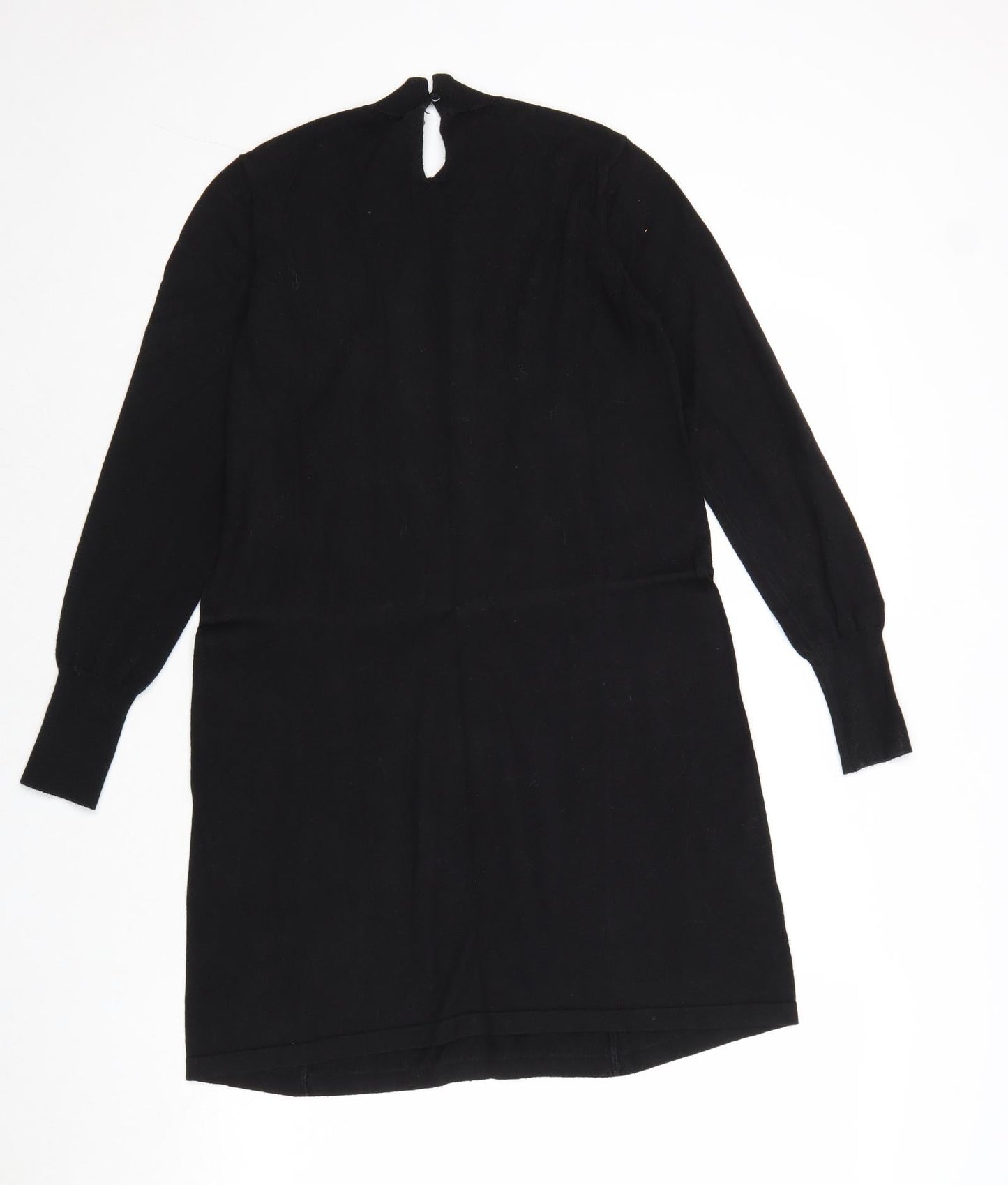 Oasis Womens Black Camel A-Line Size S Round Neck Button