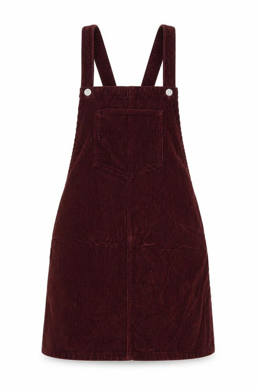 Topshop Womens Red 100% Cotton Pinafore/Dungaree Dress Size 6 Square Neck Button