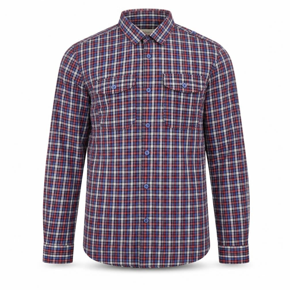 River Island Mens Red Plaid Cotton Button-Up Size M Collared Button