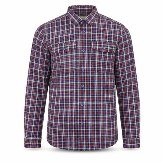 River Island Mens Red Plaid Cotton Button-Up Size M Collared Button