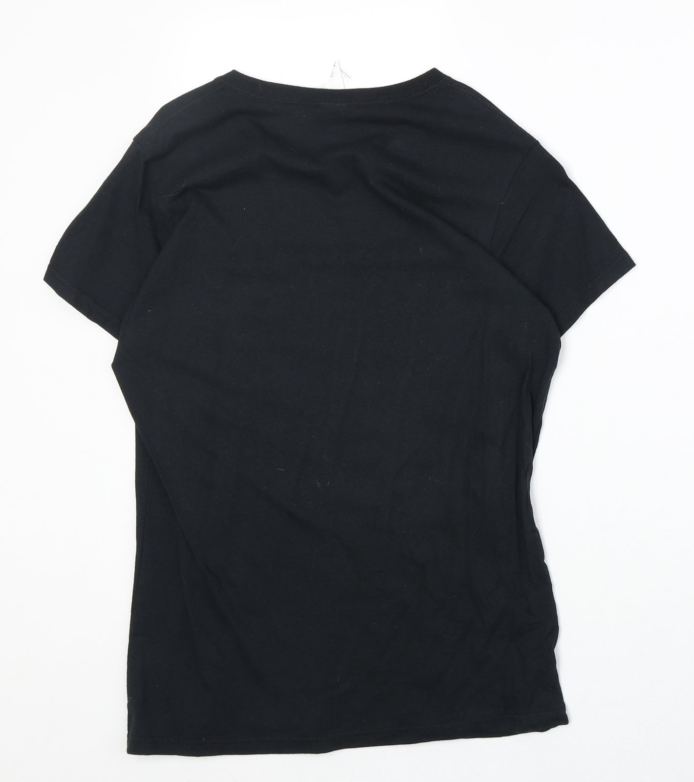 Gildan Womens Black 100% Cotton Basic T-Shirt Size M Boat Neck - Causing Havoc
