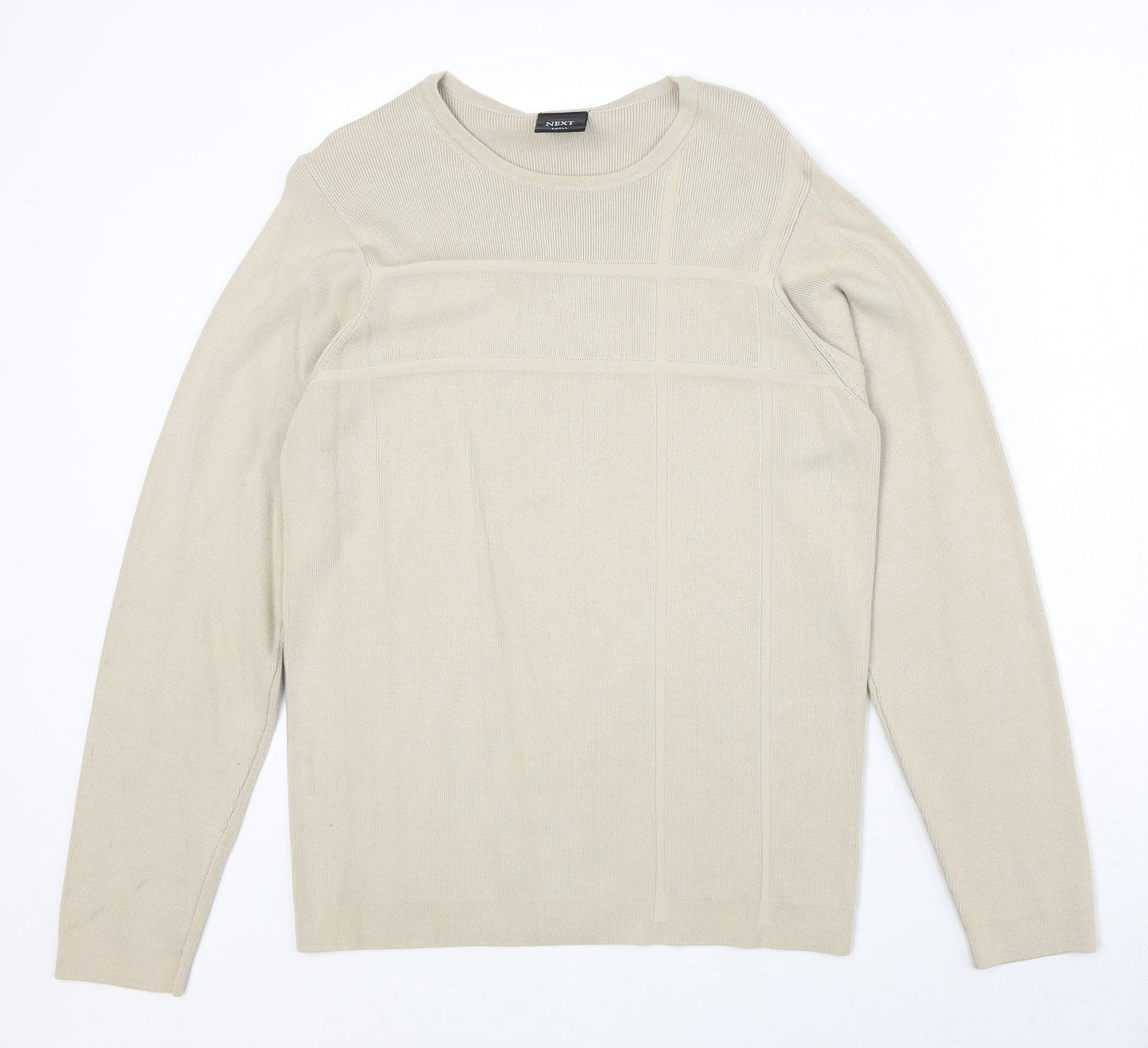 NEXT Womens Beige Round Neck Viscose Pullover Jumper Size S