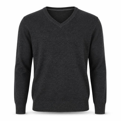 Easy Mens Black V-Neck Acrylic Pullover Jumper Size L Long Sleeve