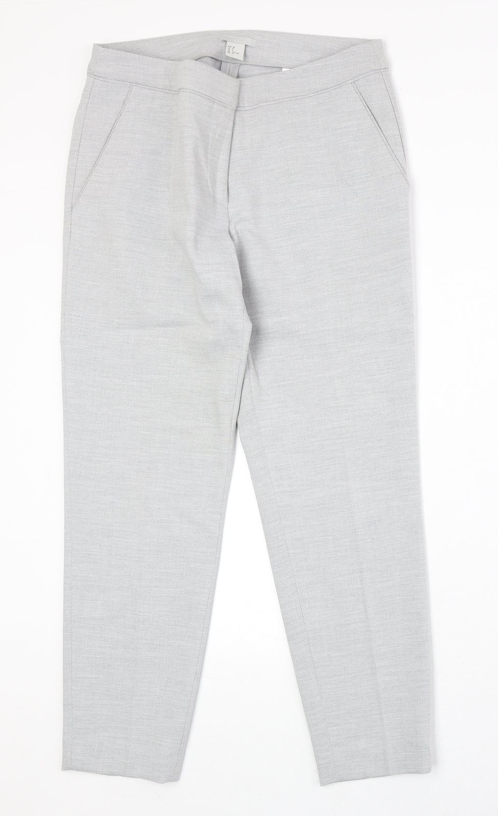 H&M Womens Grey Polyester Chino Trousers Size 12 Regular Zip