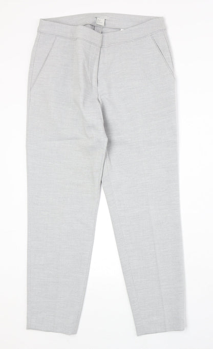 H&M Womens Grey Polyester Chino Trousers Size 12 Regular Zip