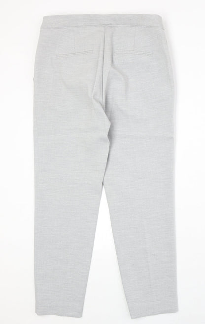 H&M Womens Grey Polyester Chino Trousers Size 12 Regular Zip