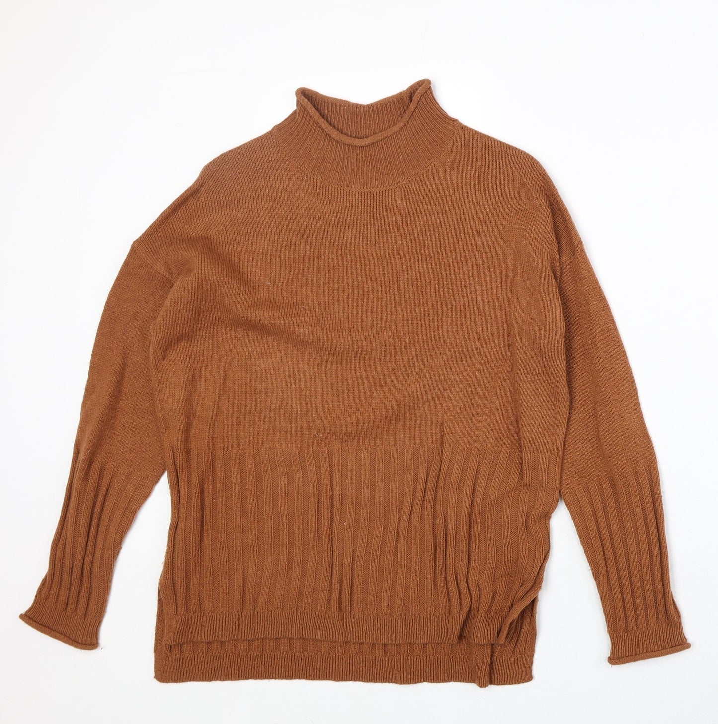 Marks and Spencer Womens Orange High Neck Acrylic Pullover Jumper Size S