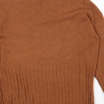 Marks & Spencer Womens Orange High Neck Acrylic Pullover Jumper Size S