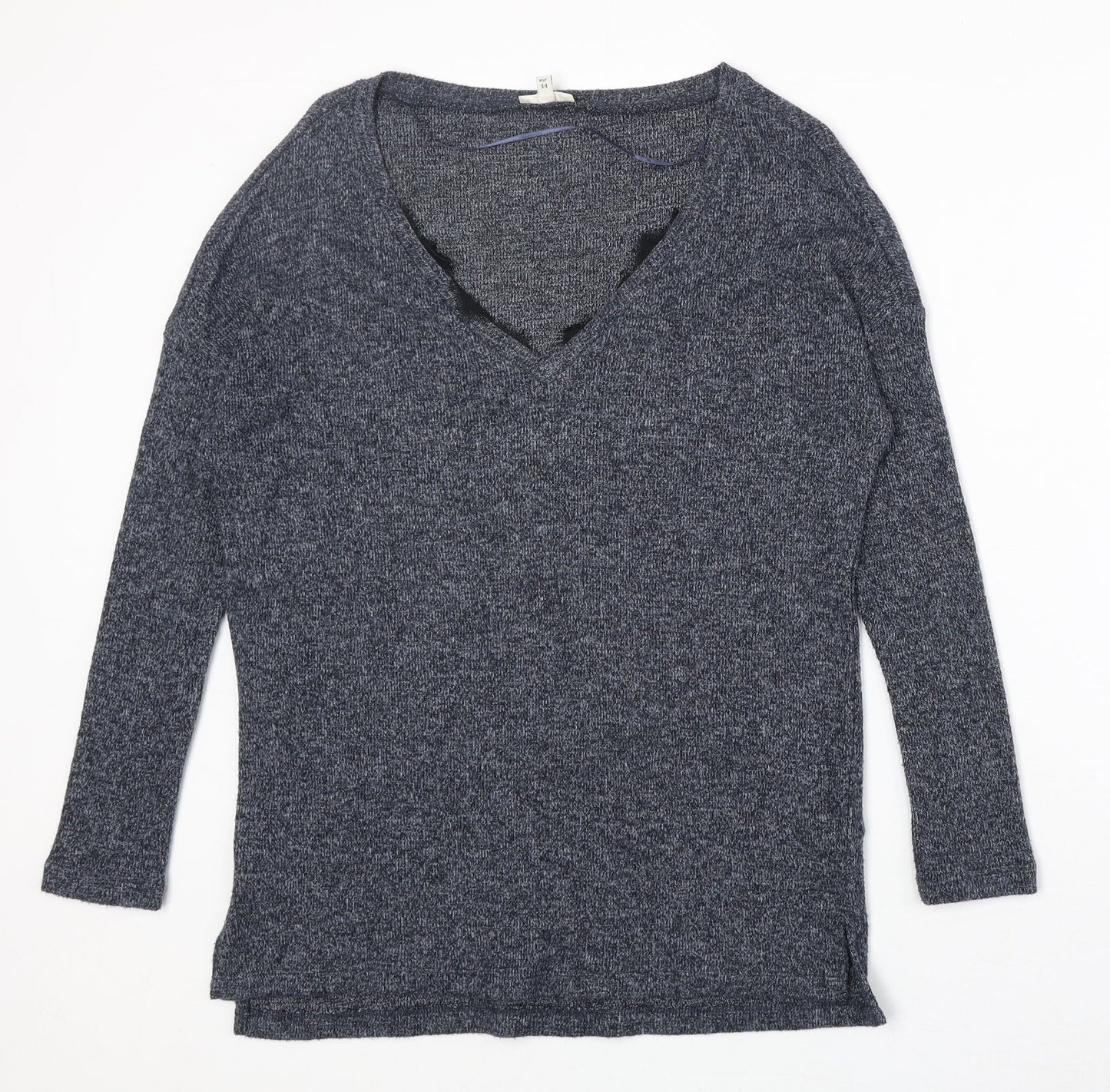 River Island Womens Blue Square Neck Polyester Pullover Jumper Size 8