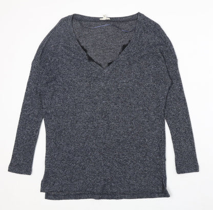 River Island Womens Blue Square Neck Polyester Pullover Jumper Size 8
