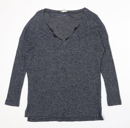 River Island Womens Blue Square Neck Polyester Pullover Jumper Size 8