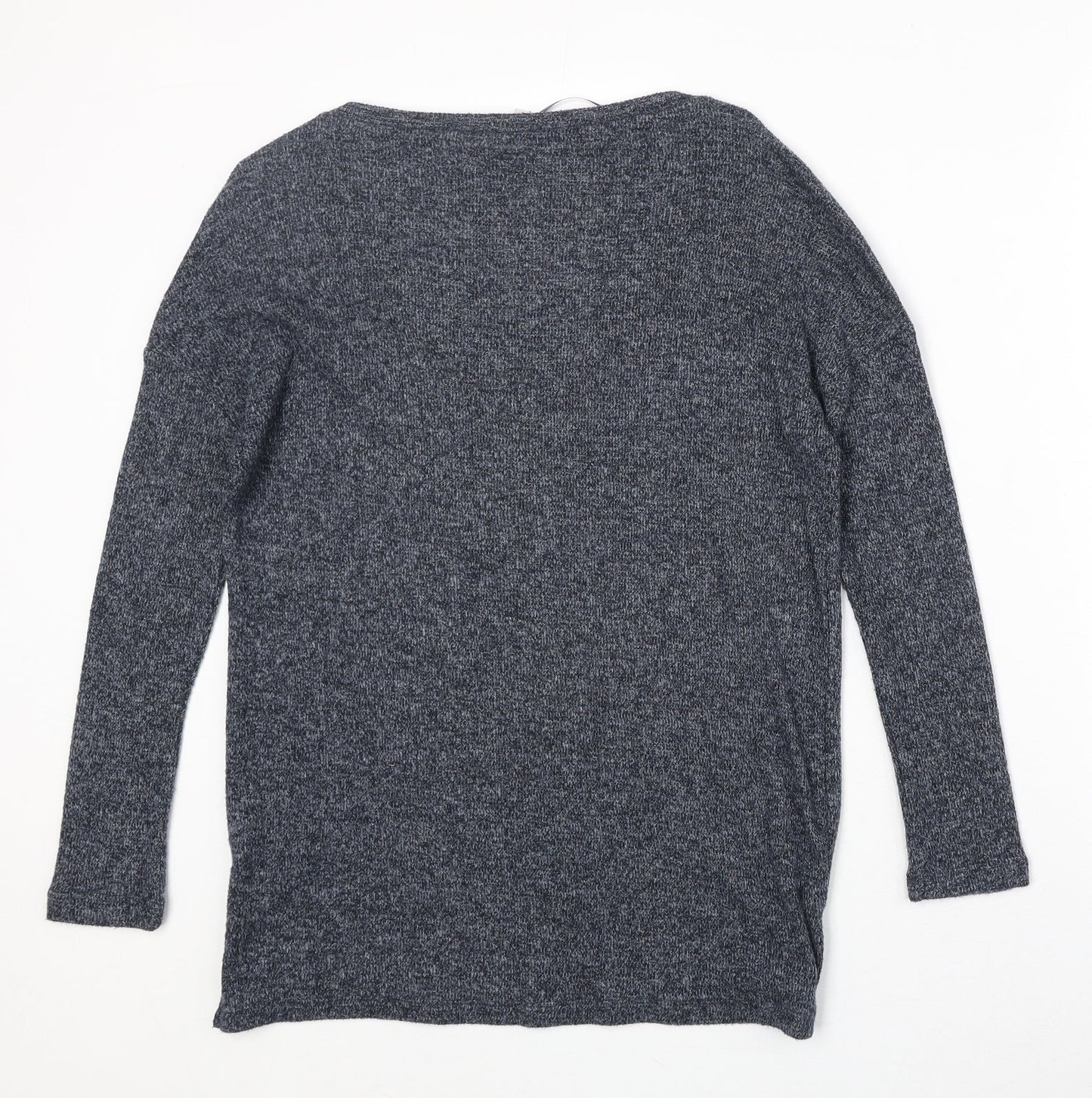 River Island Womens Blue Square Neck Polyester Pullover Jumper Size 8
