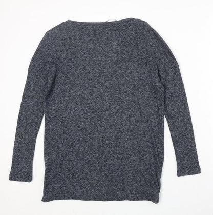 River Island Womens Blue Square Neck Polyester Pullover Jumper Size 8