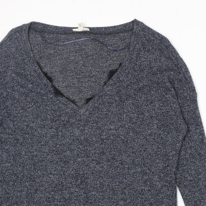 River Island Womens Blue Square Neck Polyester Pullover Jumper Size 8