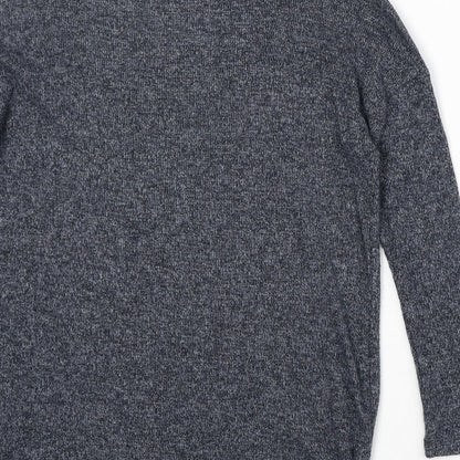River Island Womens Blue Square Neck Polyester Pullover Jumper Size 8