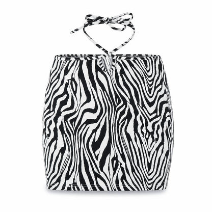 SHEIN Womens White Animal Print Polyester Bandage Skirt Size M Tie - Zebra Pattern