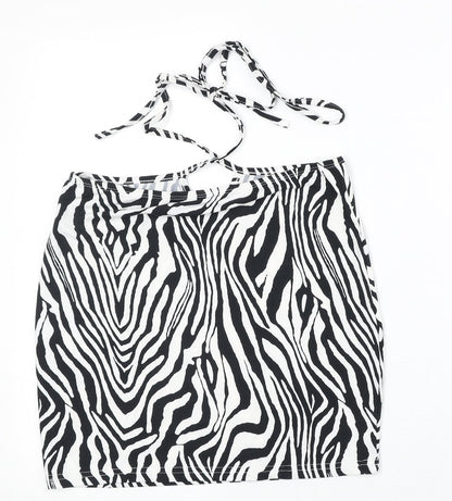 SHEIN Womens White Animal Print Polyester Bandage Skirt Size M Tie - Zebra Pattern