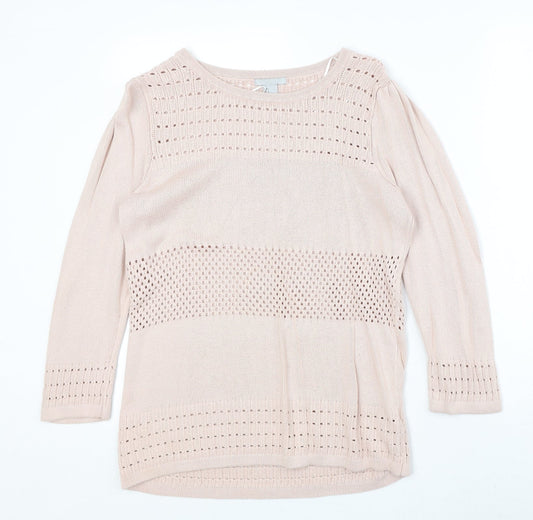 H&M Womens Pink Round Neck Viscose Pullover Jumper Size L