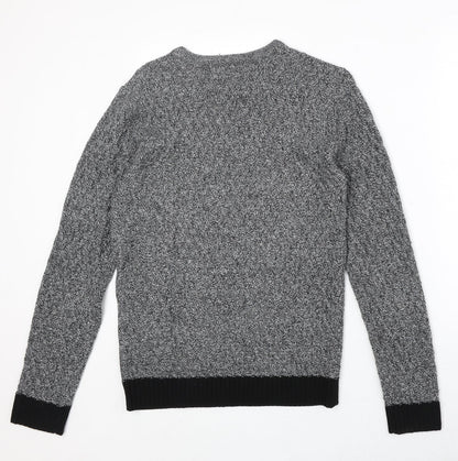 Twisted Soul Mens Grey Round Neck Acrylic Pullover Jumper Size S Long Sleeve