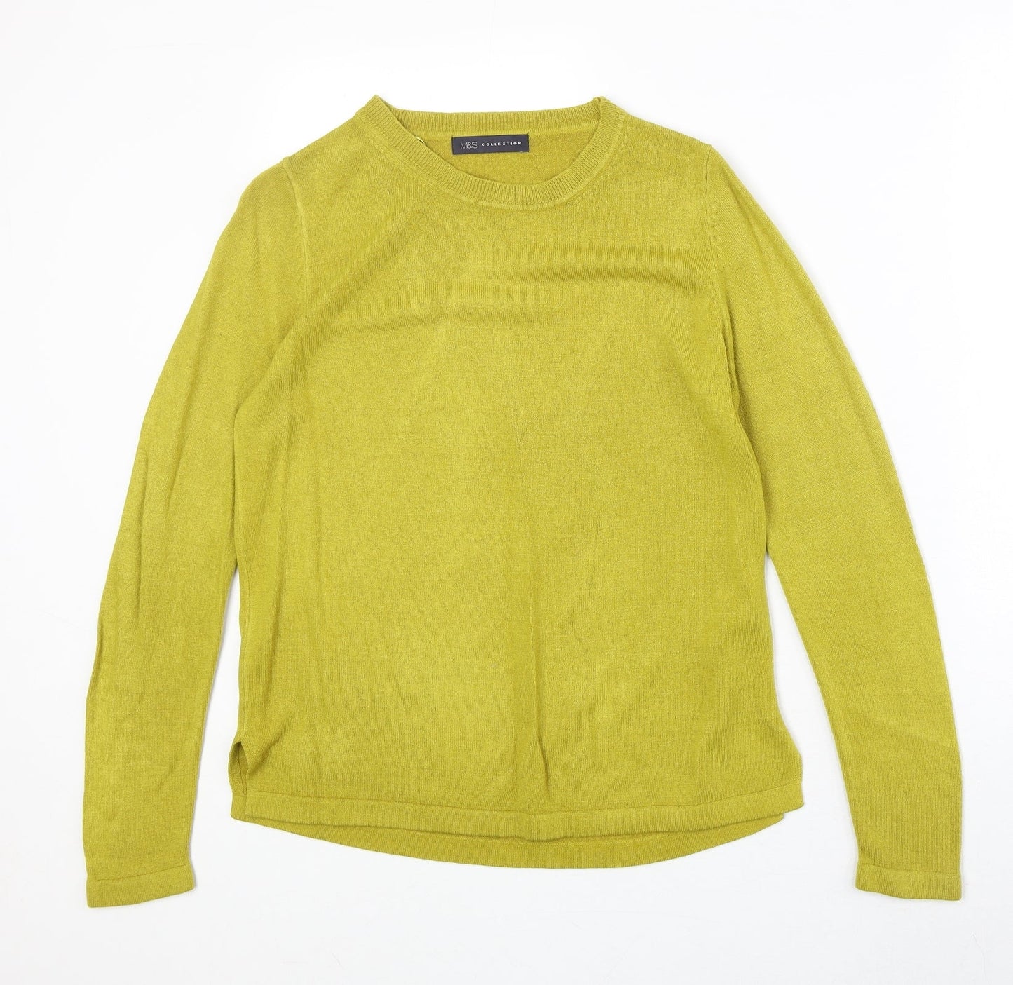 Marks and Spencer Womens Green Round Neck Acrylic Pullover Jumper Size 12