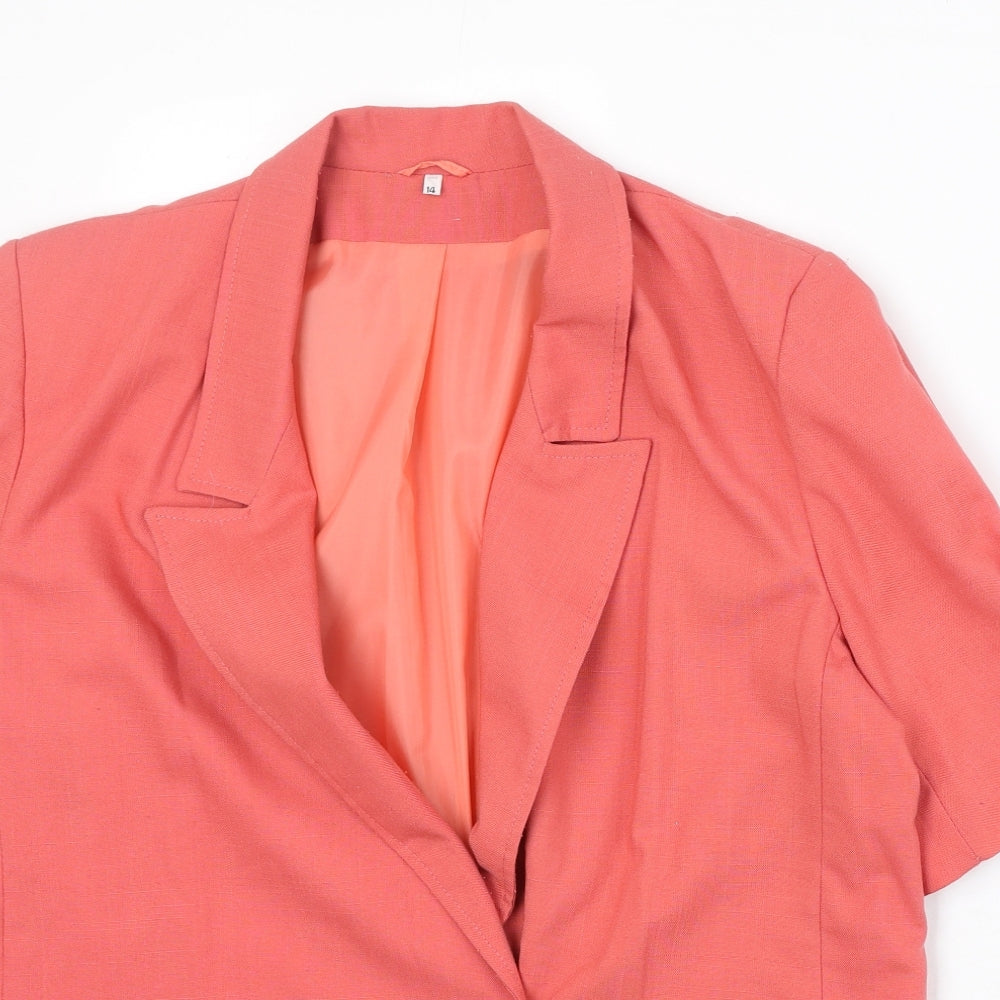 Preworn Womens Pink Polyester Jacket Blazer Size 14
