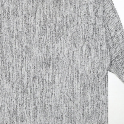 Krisp Womens Grey Boat Neck Polyester Pullover Jumper Size L - Lace Up Detail