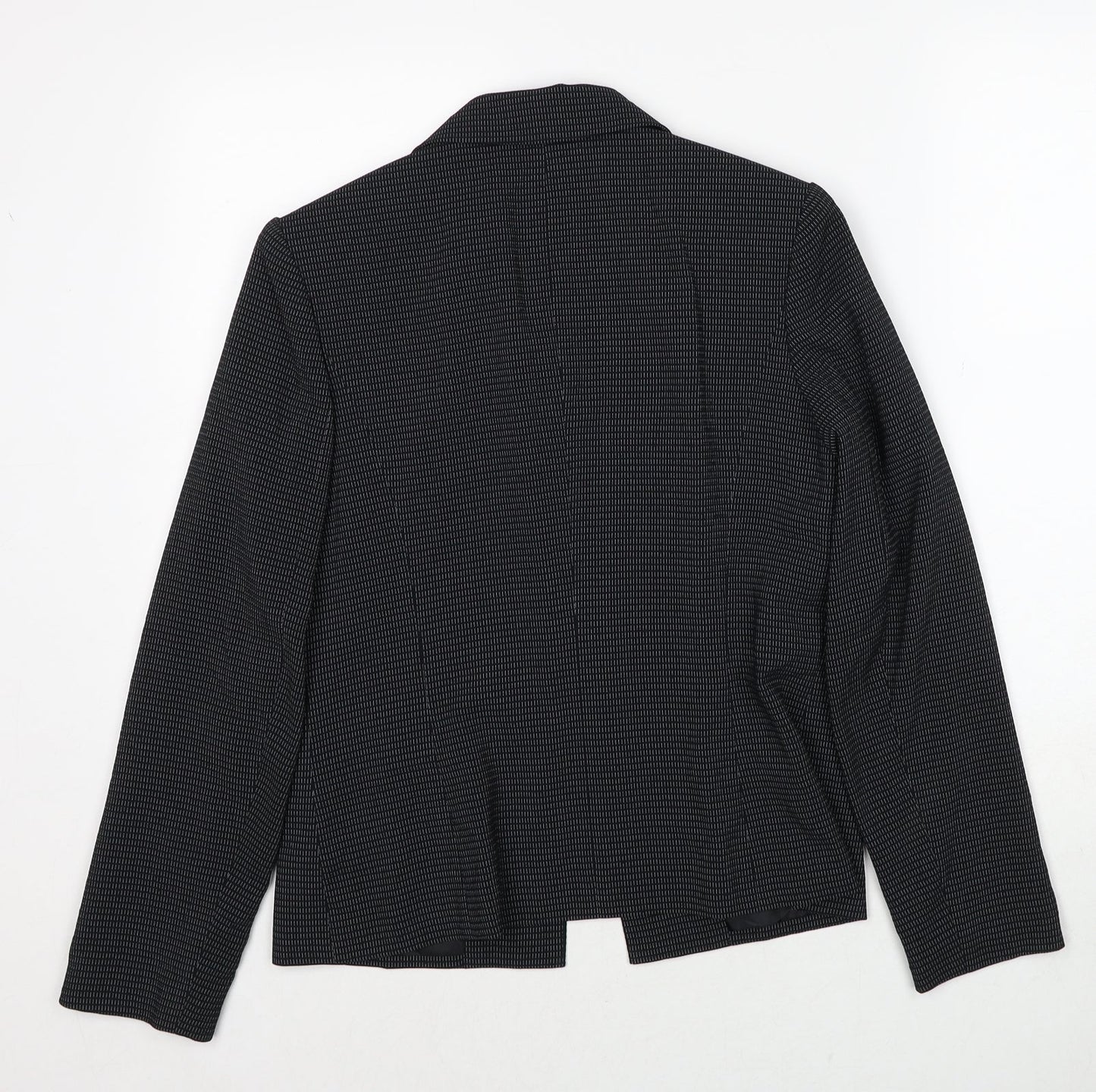 NEXT Womens Black Geometric Jacket Blazer Size 8 Button