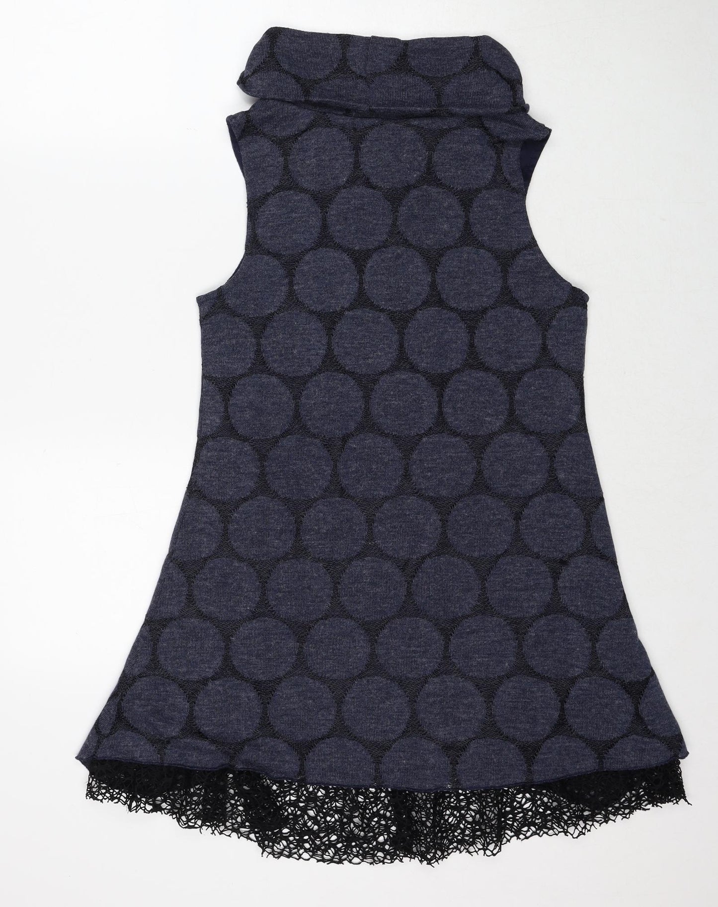 Apricot Womens Blue Polka Dot Polyester Trapeze & Swing Size 8 Roll Neck Pullover