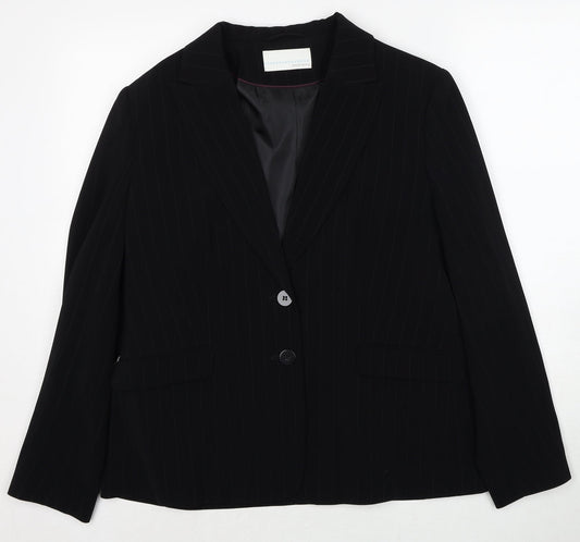 AMARANTO Womens Black Polyester Jacket Blazer Size 16