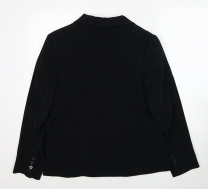 AMARANTO Womens Black Polyester Jacket Blazer Size 16