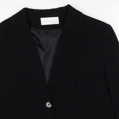 AMARANTO Womens Black Polyester Jacket Blazer Size 16