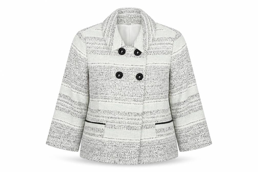 Marks & Spencer Womens Grey Striped Jacket Size 12 Button