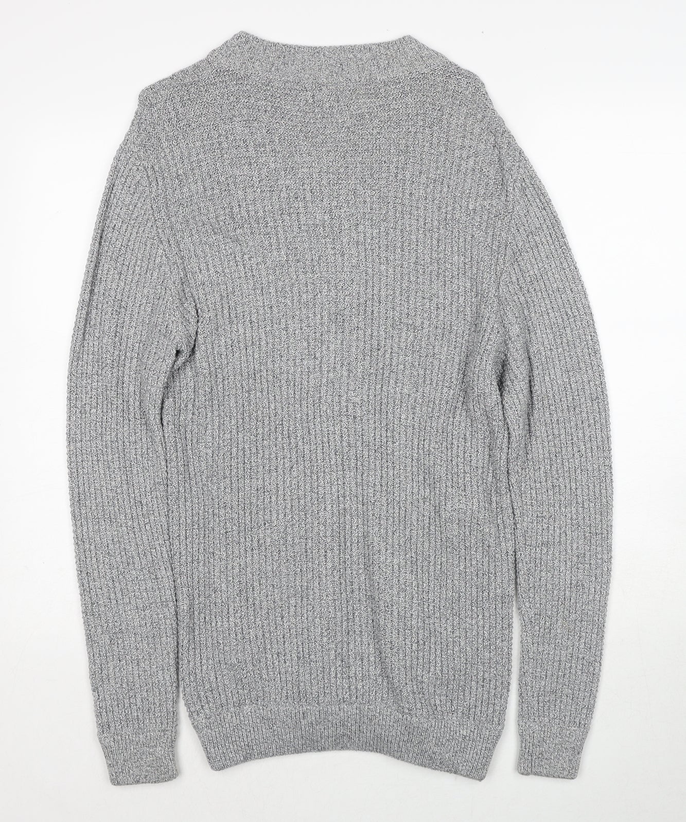 NEXT Mens Grey V-Neck Cotton Full Zip Jumper Size M Long Sleeve