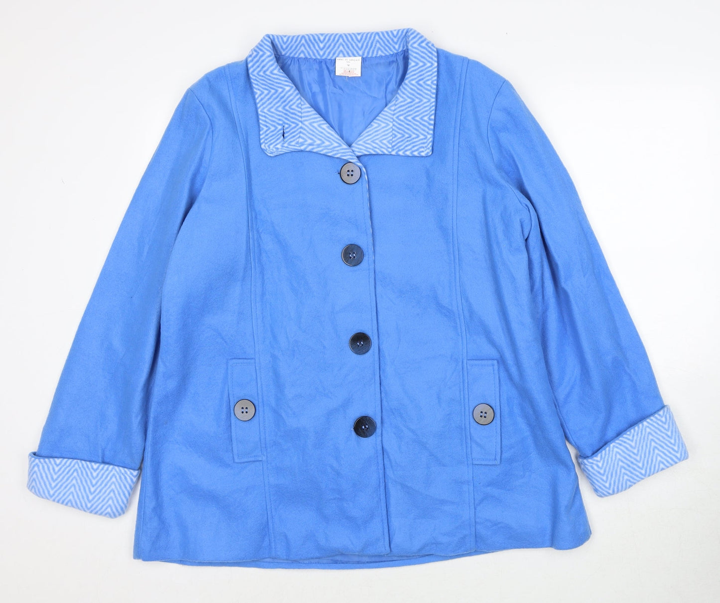 Anne de Lancey Womens Blue Jacket Size M Button