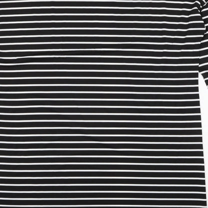 SHEIN Womens Black Striped Polyester A-Line Size M Round Neck Pullover