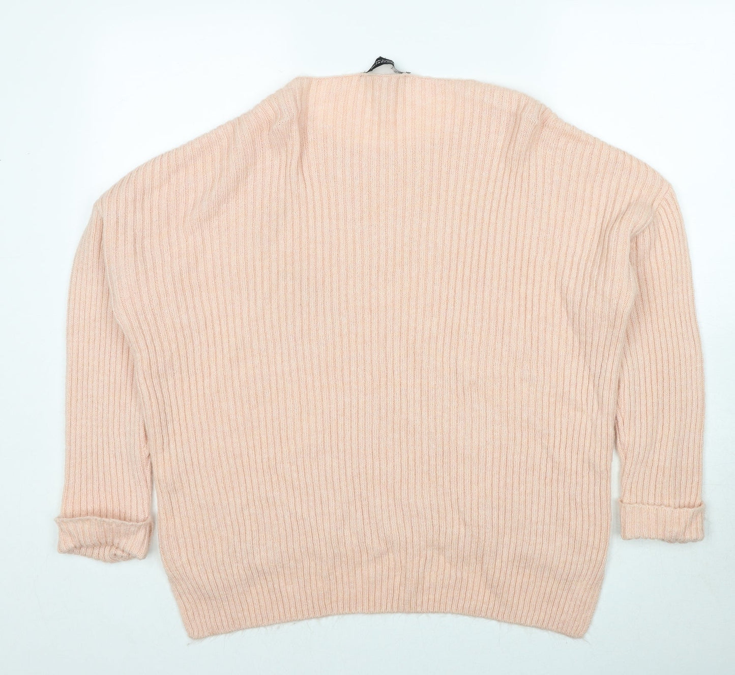 Dorothy Perkins Womens Pink Round Neck Herringbone Acrylic Pullover Jumper Size 12