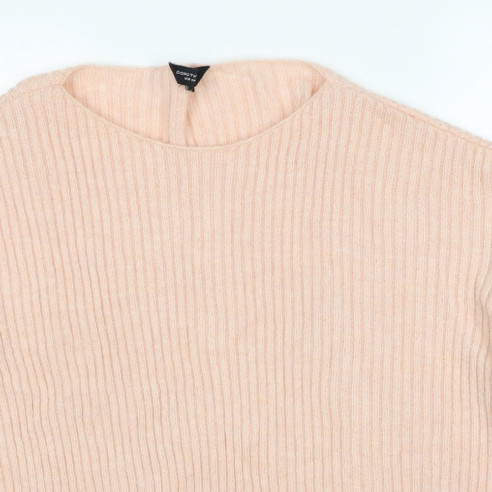 Dorothy Perkins Womens Pink Round Neck Herringbone Acrylic Pullover Jumper Size 12