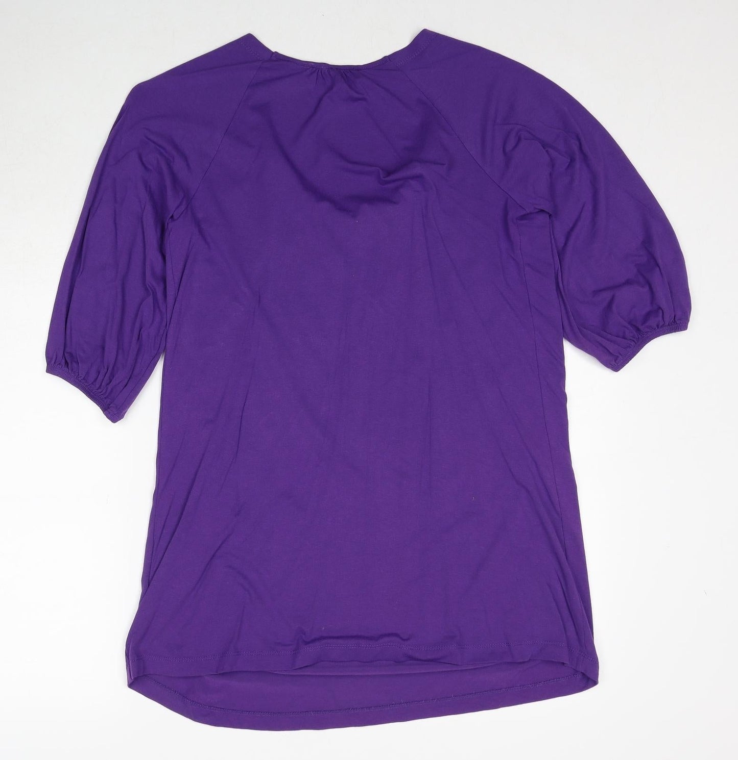 Signature Experience Womens Purple Viscose Basic Blouse Size S Round Neck
