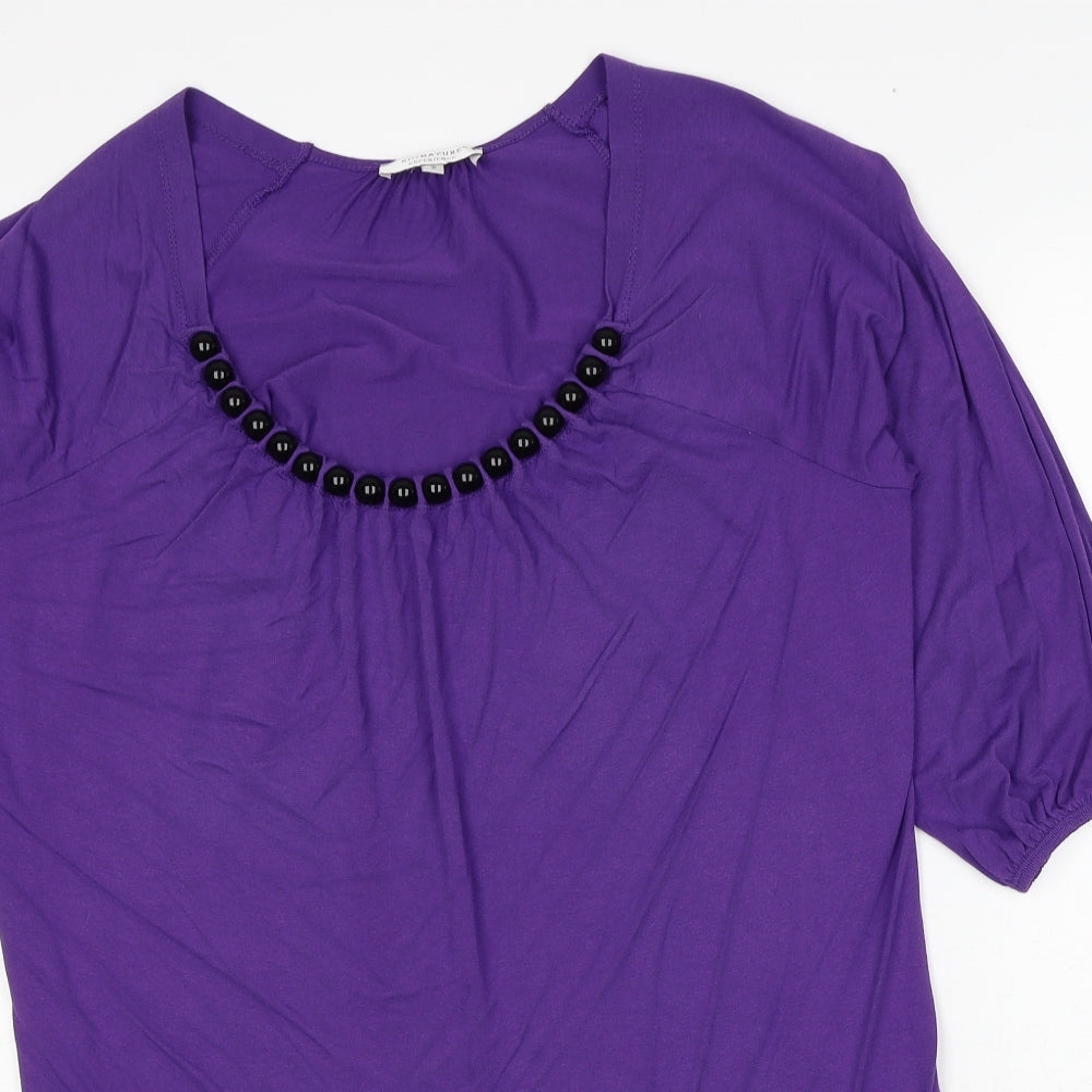 Signature Experience Womens Purple Viscose Basic Blouse Size S Round Neck