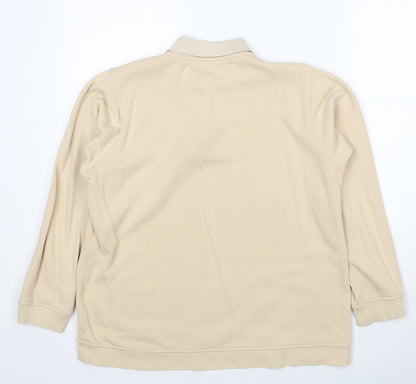 EWM Womens Beige Floral Cotton Pullover Sweatshirt Size 12 Pullover