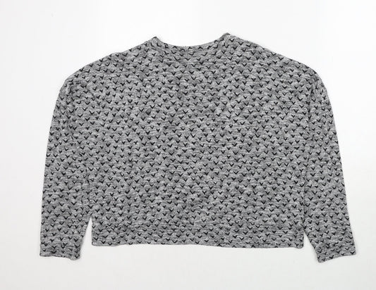 NEXT Womens Grey Geometric Cotton Pullover Sweatshirt Size 14 Pullover