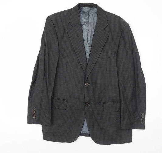 Marks and Spencer Mens Grey Striped Wool Jacket Suit Jacket Size 40 Regular