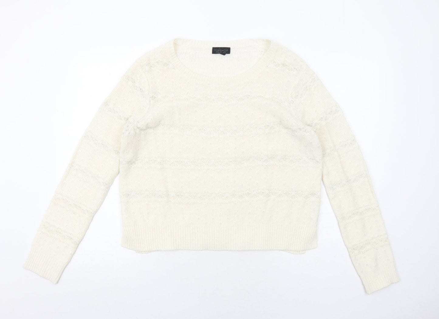 Topshop Womens Ivory Boat Neck Acrylic Pullover Jumper Size 12