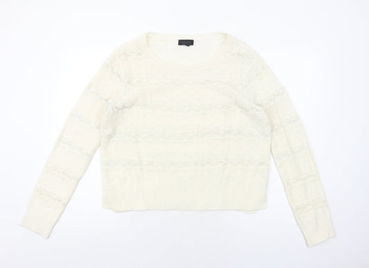 Topshop Womens Ivory Boat Neck Acrylic Pullover Jumper Size 12