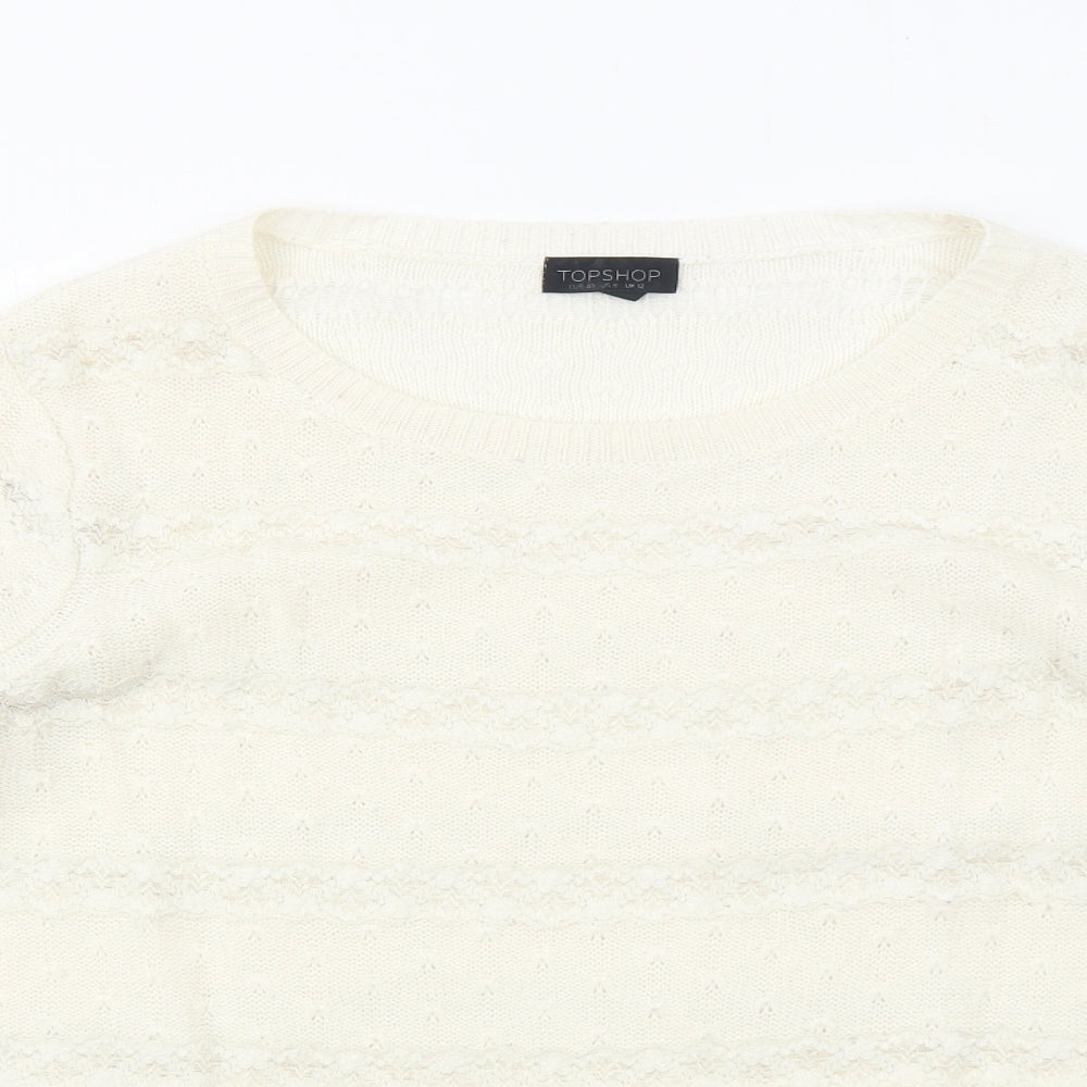 Topshop Womens Ivory Boat Neck Acrylic Pullover Jumper Size 12