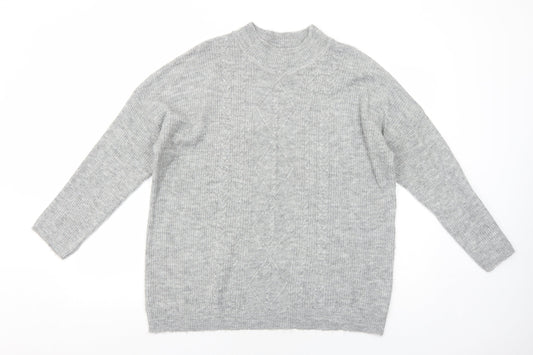 Peacocks Womens Grey Mock Neck Acrylic Pullover Jumper Size M