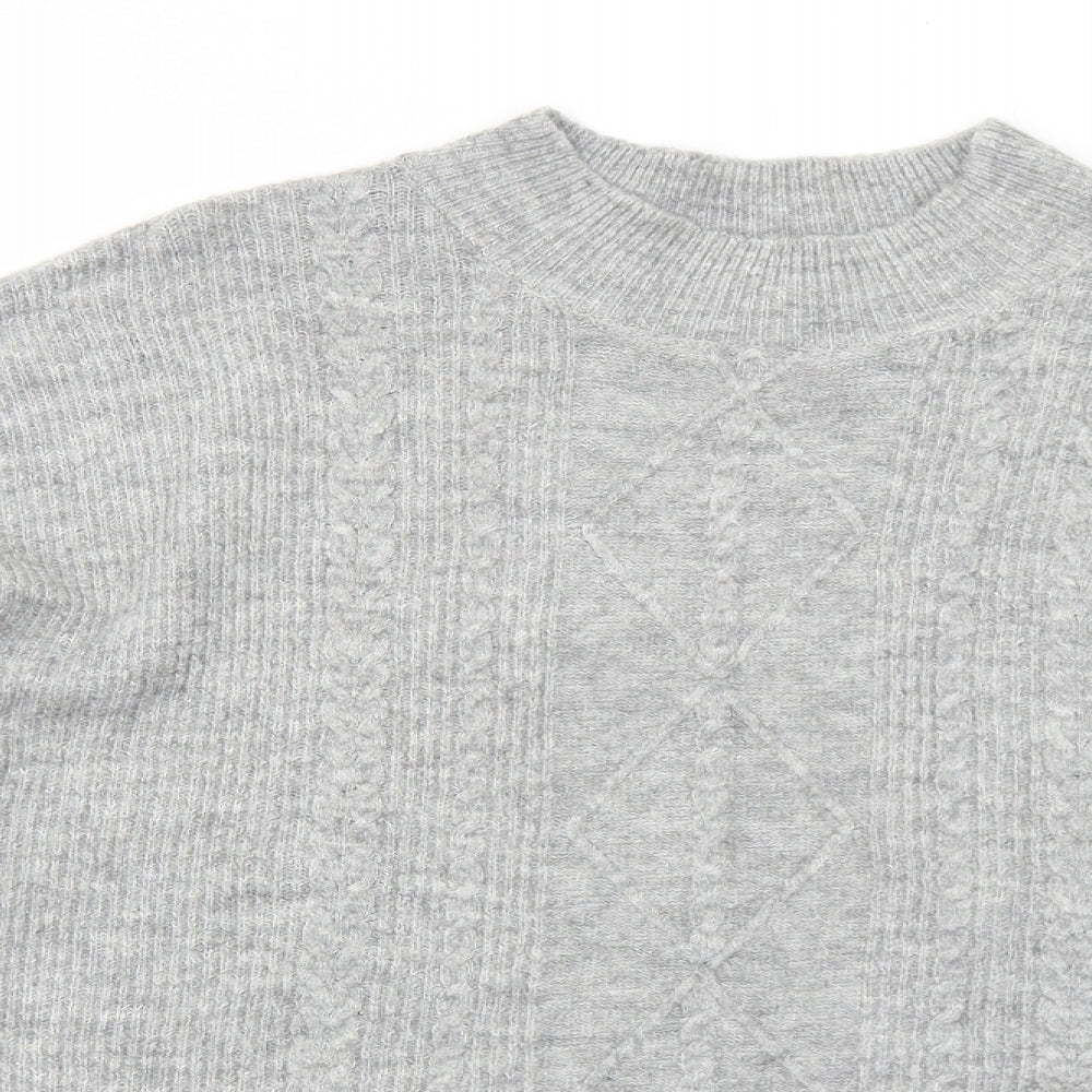 Peacocks Womens Grey Mock Neck Acrylic Pullover Jumper Size M