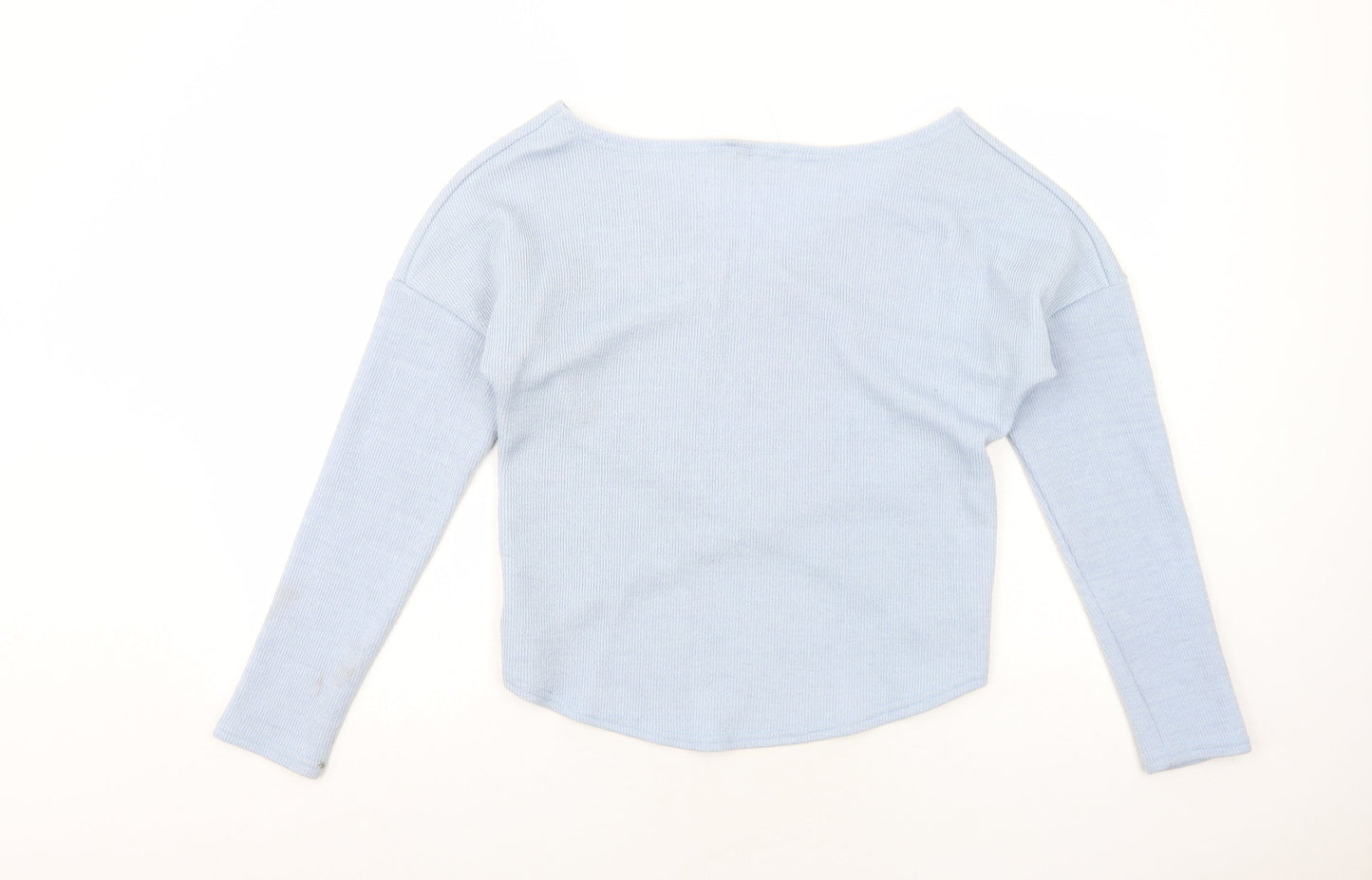 Angashion Womens Blue V-Neck Polyester Pullover Jumper Size M